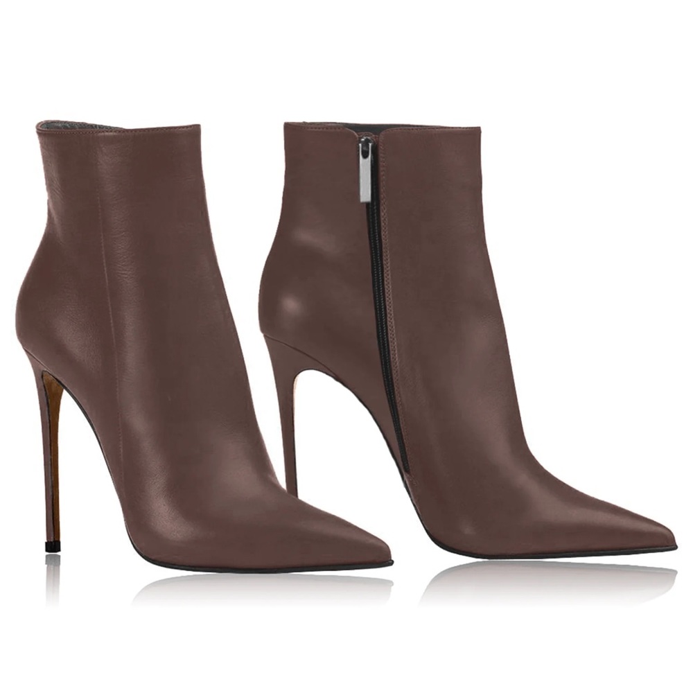 Chic Brown Leather Ankle Booties SEKI BROWN LEATHER